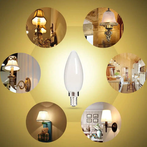 Dimmable LED Filament Candelabra Bulb With E12 Base For Your Chandelier, Frosted Glass, 2700K Warm White, 4.5W 400 Lumens