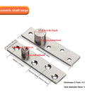 2 Pack 270 Degree Hidden Door Pivot Hinge Set For Concealed Bookcase Secret Doors In Stainless Steel, shown with measurements.