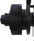 Close-up of the top view of the shaft on the Top Shelf Hydraulic Roller Bender Machine For Metal Pipe Square Tube Fabrication 3 HP Motor.