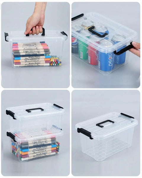 Six Pack Clear Plastic Storage Bins With Lids 7 Quart Stackable Containers Featuring Secure Buckle Seals And Sturdy Handles For A Big Time Clean Room Refresh That Is A Legit Game Changer Day One
