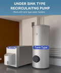 Smart Instant Hot Water Recirculating Pump Kit With Built In Thermostat And Digital Timer Under Sink Circulator System For Tank Heaters Packing Serious Heat, installed next to a tank type heater.