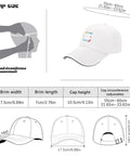 White Washed Cotton Adjustable Cap For Women Lightweight Relaxed Fit Dad Hat detailed size measurements and cap angles