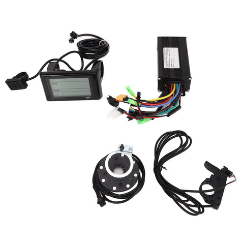 Three Mode Sine Wave Brushless DC Motor Controller Kit For DIY Electric Bike Projects, display and wiring components visible