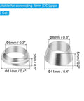 8mm OD Stainless Steel Tube Compression Fittings Sleeve Set Pro Grade 304 Stainless, Double Ferrule Ring Tubing Kit