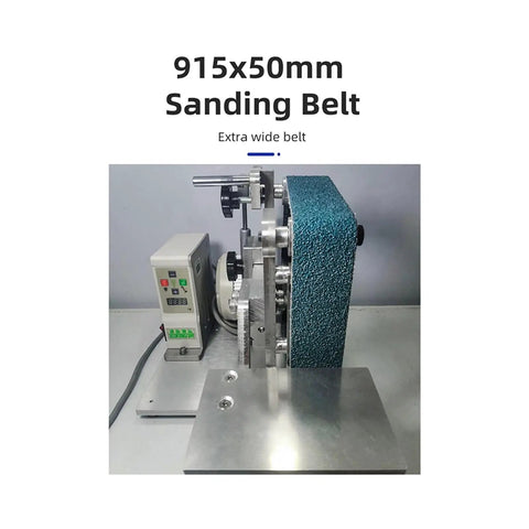 1500W Brushless Mini Electric Belt Sander With 36 By 2 Inch Wide Belt And Swiveling Grinder Head showing a 915x50mm sanding belt setup.