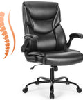 Ergonomic High Back Gaming Chair With Smooth Wheels For Long Hours Heavy Duty Desk Office Chair with PU leather and flip-up armrests.