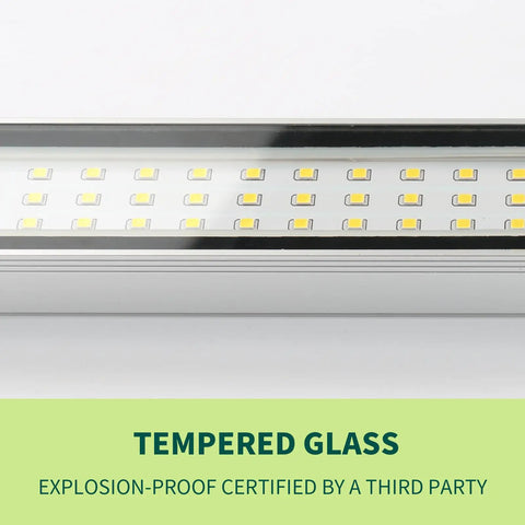 Close-up of tempered glass front of LED Machine Light 40W Explosion Proof CNC Work Light 110-220V IP67 Waterproof with 3 row LED beads.