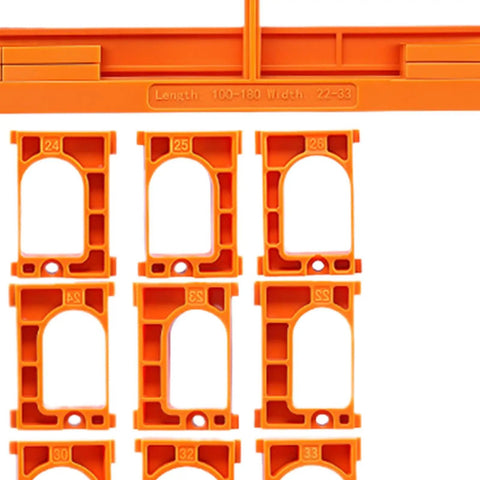 Top Rated Shop Favorite Adjustable Concealed Hinge Router Template For Cabinet Doors Reusable Woodworking Jig spacer plates in orange.