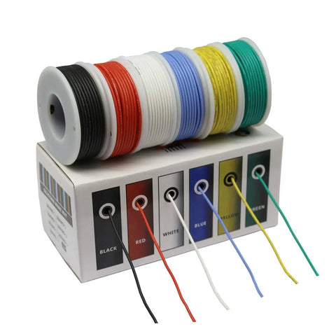 18 Gauge Silicone Rubber Wire Kit For DIY Electronics, Flexible Stranded Wire, 6 Color Coded 16.4 Feet Each, 600V Rating, -60C To 200C, Tin Copper For Easy Soldering And Heat Dissipation, Ideal For Prototyping And Hookup Projects