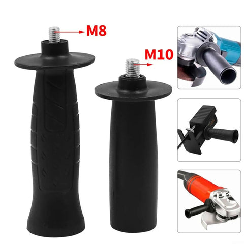 Angle Grinder Side Handle With 8mm And 10mm Thread Mounts, Auxiliary Grip For Grinding, Cutting And Polishing, Heavy Duty Plastic And Metal Construction, Black, 1 Pack M8 and M10 side handle