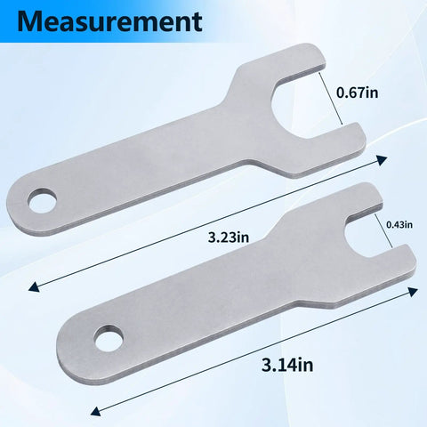 Top Shelf Pneumatic Air Die Grinder Wrench Kit Features 301-69A Small And 301-69B Large Open End Spanners with measurements shown.