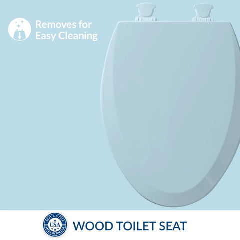 Elongated Molded Wood Toilet Seat Dresden Blue With Quick Release Easy Clean Hinges That Make Deep Cleaning A Total Breeze Stylish Smooth Shape Fits Modern And Classic Bathrooms Like A Charm lid view