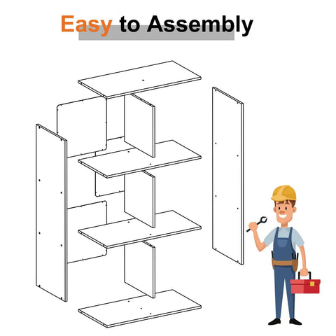 Illustration of Six Cube Storage Organizer With Open Cubes And Removable Back Panels, Display Bookcase assembly instructions