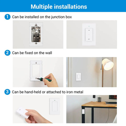 Remote Control Outlet Wireless Wall Switch With 2 Side Outlets No Wiring Remote Outlet Switch installation options