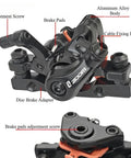 Universal Mechanical Disc Brake Set Built Tight For Sick Stopping Control On Mountain Road Folding Electric Bikes Front Rear Caliper System One Pair Black showcasing black aluminum alloy caliper features.