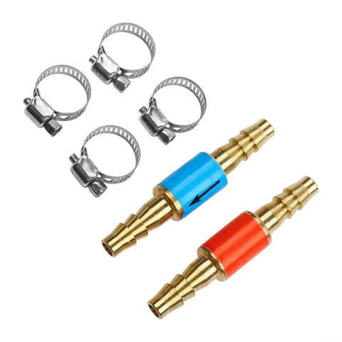 Gas Flow Control Set Of Two Flashback Arrestors With Four Clamps For Soldering And Welding Safety Brass And Stainless Steel