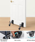Heavy Duty Door Lifter Kit With Rolling Door Dolly Wheels For Pre Hung Doors Up To 800 Lb Pro Grade in use on a white door