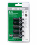 Packaging of Five Piece Impact Nut Driver Set with magnetic driver tips and high torque bits for fast, durable fastening