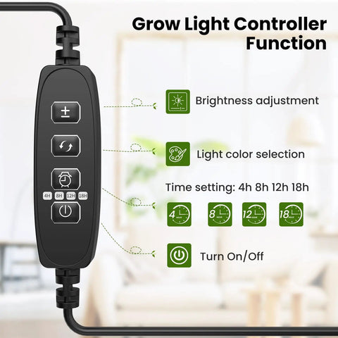 Close-up of light controller for Six Pack Seed Starter Tray With Grow Lights 72 Cell Silicone Seed Starter Kit, showing settings.