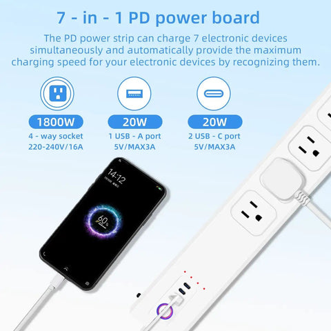 ZigBee Smart Power Strip Surge Protector With Four Independently Switched Outlets And Two USB Ports Requires Smart Hub For No Sweat Alexa And Google Voice Control In Clean White with phone charging.