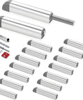 Push To Open Cabinet Latches 16 Pack Magnetic Door Release Hardware, silver finish, screws and plates, for hidden doors