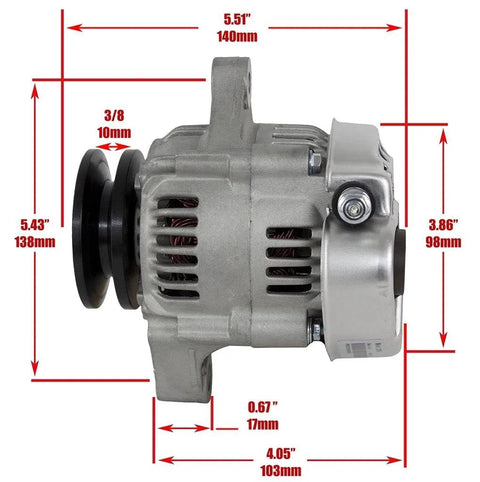 Side view of Self-Exciting 60 Amp Mini Alternator for Denso Type with Low Mount 93mm 12V 1-Wire with dimensions labeled
