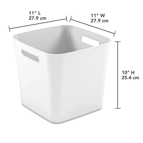 Three Pack White Plastic Storage Cubes 11 By 11 By 10 Inches BPA Free Space Saving Stackable Bins With Handles For Closet Shelf And Kids Room Modular Organization System For Quick No Fuss Decluttering