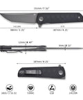 Chop 3.15 Inch Folding Pocket Knife With 14C28N Steel Blade And G10 Handle dimensions and specifications