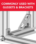 Slide-In 1/4-20 Steel T-Nut for 1 Inch Extruded Aluminum 80/20 T Slot Profiles with gusset and brackets setup