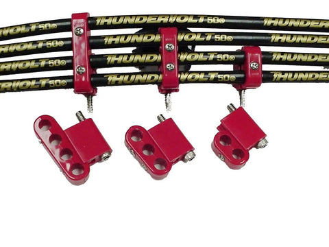 Black Wire Loom Kit 42502 For Automotive Wiring Protection And Cable Management with red clips and Thunderbolt cables