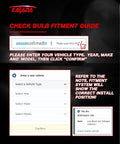 Vehicle type entry screen for H7 Light Bulbs Pack Of 2 Four Hundred Percent Brighter 6500K Plug And Play No Adapter Required For Powersports.