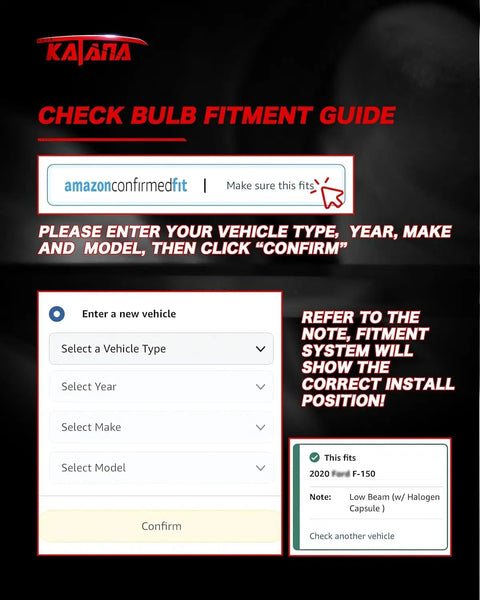 Vehicle type entry screen for H7 Light Bulbs Pack Of 2 Four Hundred Percent Brighter 6500K Plug And Play No Adapter Required For Powersports.