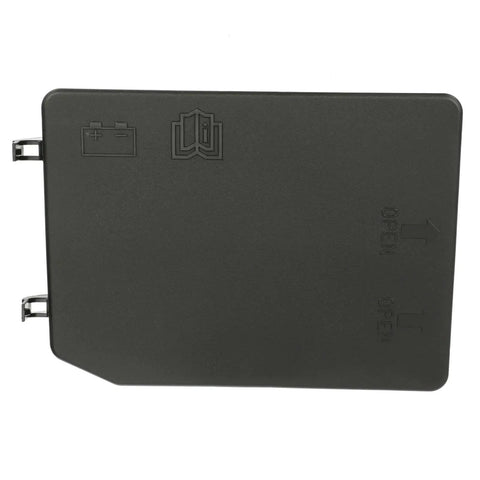 Direct Fit Battery Box Cover LFG1-18-593B For Mazda MX-5 Miata 2006-2013, heavy duty plastic lid, front view with markings.