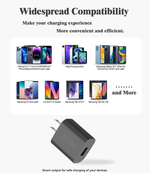 No Fuss USB Wall Charger 5V 2A Fast Charging Adapter Built For Travel And Home Universal USB Plug For Smartphones Tablets