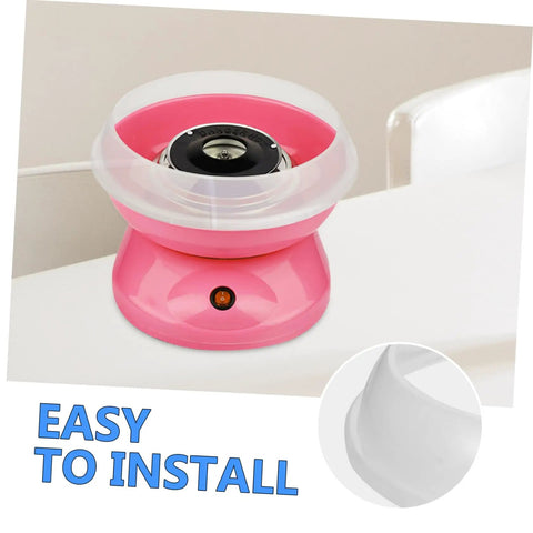 Cotton Candy Machine Guard Cover For Sugar Floss Makers Lightweight And Reusable Enclosure Easy To Clean Indoor Use Mess Free Protection That Keeps Little Fingers Safe And Your Countertop Clean installed on pink machine.