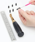 Dope Leather Hole Punch Kit With Six Size Tips 1.5Mm 2Mm 2.5Mm 3Mm 3.5Mm And 4Mm For Belts, Watch Bands, And Handbags, Wood Handle