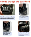 Instructional graphic showing how to change the password on a Door Lever Lockout Device With Code Lock No Key Needed Privacy For Bedroom From Outside Only Fits Long Connecting Shaft 1.1 To 1.26 Inches Measure Before Order.