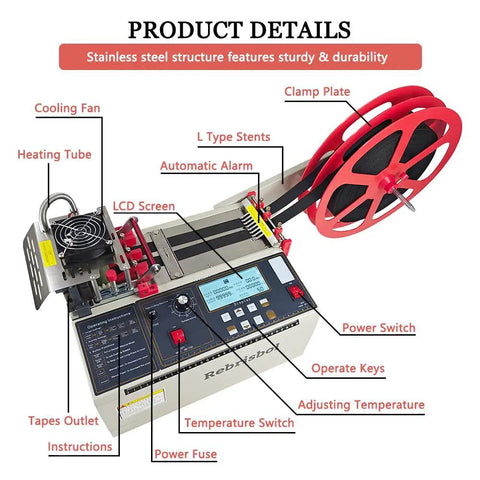 Must Have Versatile Webbing Cutting Machine With 5 Inch Lcd Display For Quick Cutting Of Ribbon Zipper Tape Nylon Webbing