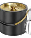 3.2 Liter Double Wall Stainless Steel Ice Bucket With Silicone Lid Scoop And Strainer Insulated Ice Bin For Parties And Cocktail Bars Keeps Ice Frozen Longer Sleek Black Gift Idea