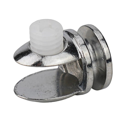 Close-up of zinc alloy clamp from Heavy Duty Adjustable Glass Brackets Shelf Holder Set For Wall Mounts And Partition Clips