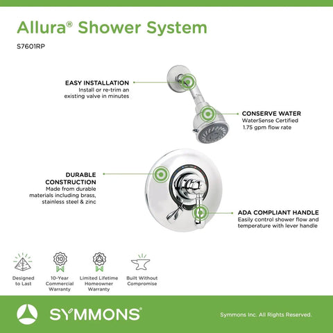Single Handle 2 Spray Shower System With VersaFlex Integral Diverter In Satin Nickel Valve Included Temptrol Pressure Balancing Valve ADA Compliant Volume Control Easy Install Durable Satin Nickel Finish For A Lux Spa Look with showerhead and handle