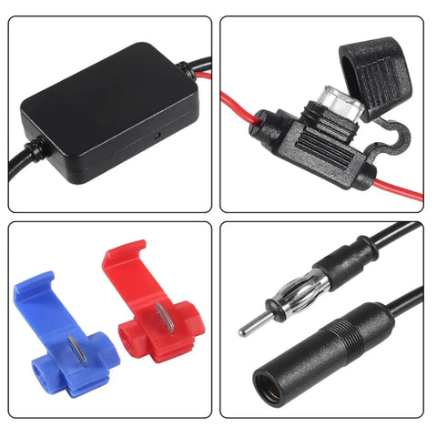 Boost Your Car Audio With FM AM Radio Antenna Signal Amplifier Featuring 12 Volt Power Supply And DIN Plug Connector