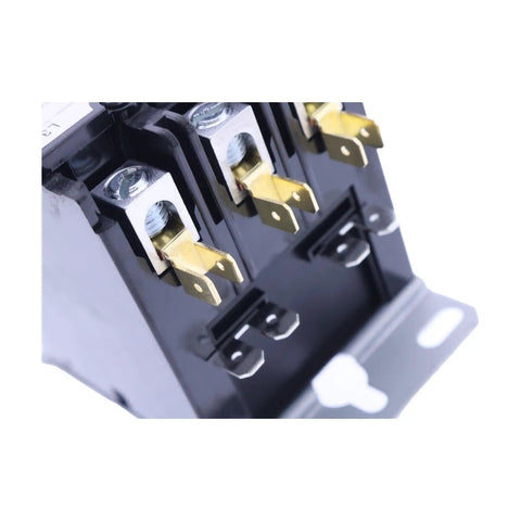 Three Pole 40 Amp 24 Volt Coil Definite Purpose Air Conditioner Contactor, close-up view showing brass connectors