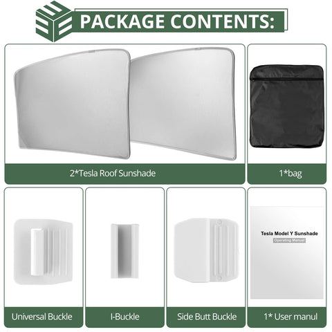 EYPINS Model Y sunshade roof cover for Tesla Model Y, silver, 2-pack with carry bag, buckles and user manual