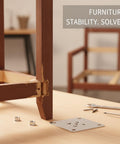 Heavy Duty Metal Furniture Connector Plate With Nuts For Sofa, Cabinet And Chair Assembly next to a disassembled chair frame.