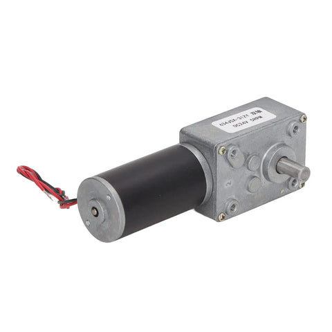 Heavy Duty High Torque DC Motor Boasts An Aluminum Alloy Casing And Does The Heavy Lifting At 30 Kgf Cm While Delivering Badass Performance For Fast Office Automation Upgrades Every Single Time - black and silver gearmotor.
