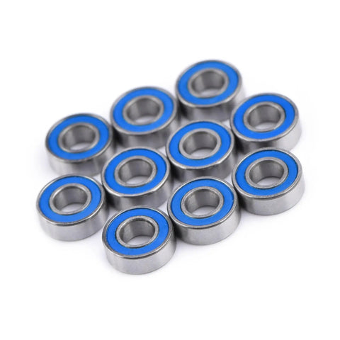 Flanged 5x11x4mm Deep Groove Ball Bearing 2RS Steel With Double Shield Seals arranged in a compact group