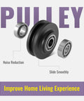 Pulley system showing noise reduction technology for Orb Oil Rubbed Bronze Sliding Barn Door Hardware Kit With 6.6 Foot Track Rails.