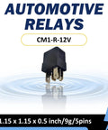 12V DC 35 Amp 5 Pin General Purpose Automotive Relay for car electrical system, shown with dimensions and model number CM1-R-12V