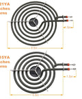 Chrome Drip Pans And Burner Element Replacement Kit For Frigidaire Kenmore Electric Range Includes MP15YA 6 Inch and MP21YA 8 Inch